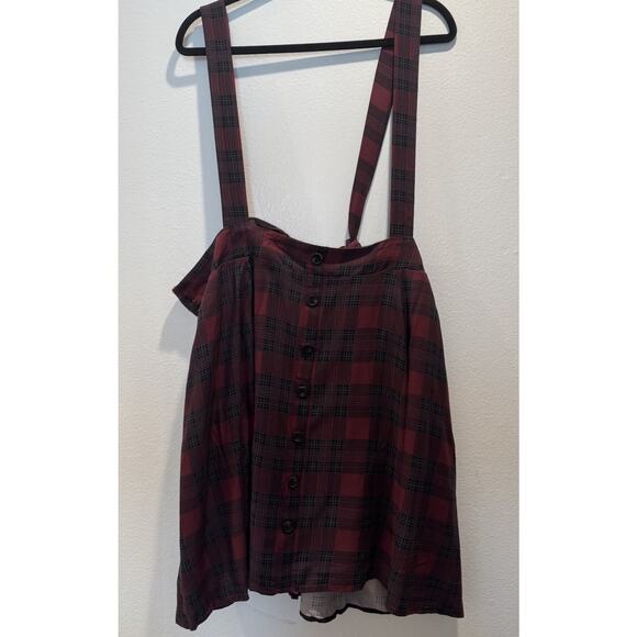 Torrid Suspender Skirt Women’s Size 2 Plaid Print Button Front Academia Pockets - Picture 1 of 8